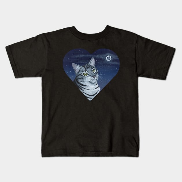 Silver Tabby Cat Kids T-Shirt by WolfySilver